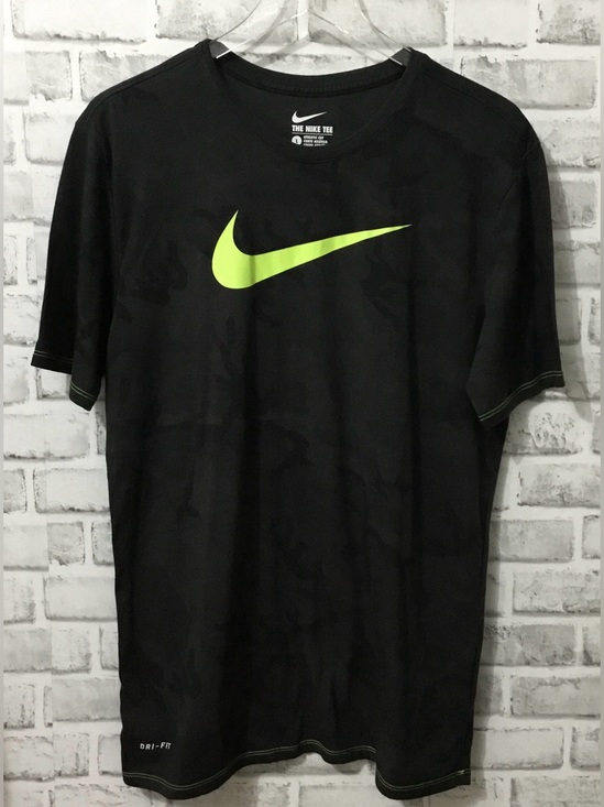 Nike Other - Nike Black Short Sleeve Tee with Neon Yellow Swoosh - B421